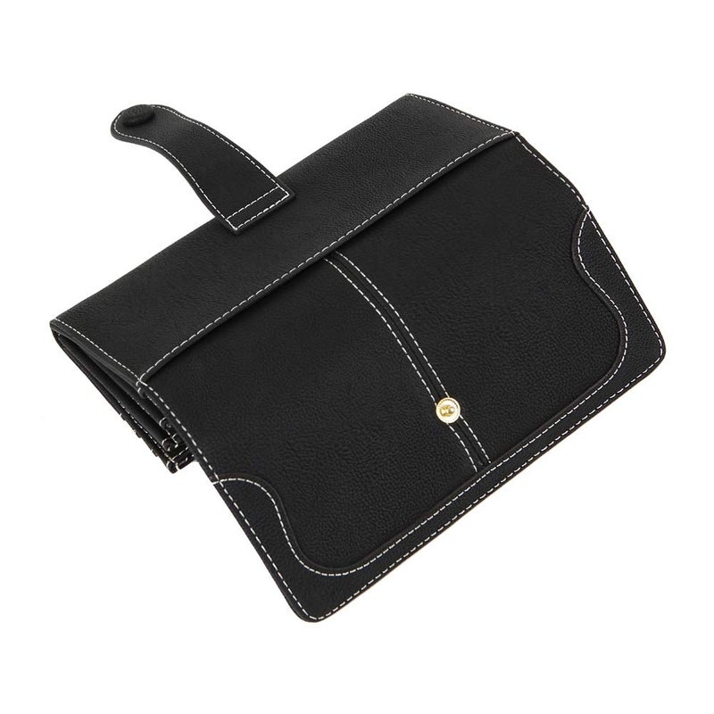 Cynure Women's Vegan Leather 17 Card Slots Card Holder Long Big Bifold Wallet Black - Image 4